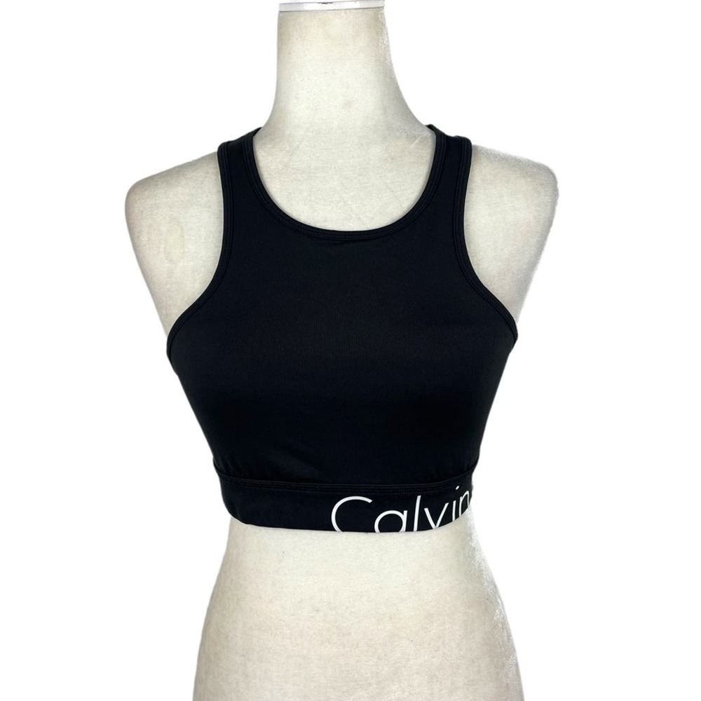Calvin Klein Performance Seamless Medium Impact Racerback Sports Bra Black Small